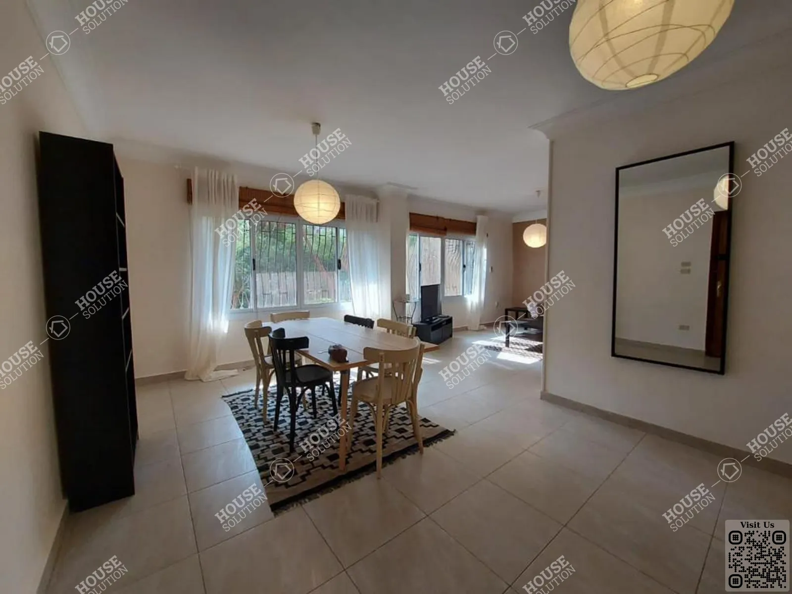 غرفة العشاء @ دور ارضي للإيجار في المعادي دجله المعادي مساحة: 165 م² تتكون من 2 غرفة 1 حمام مفروش مودرن 5 نجوم #2608-2