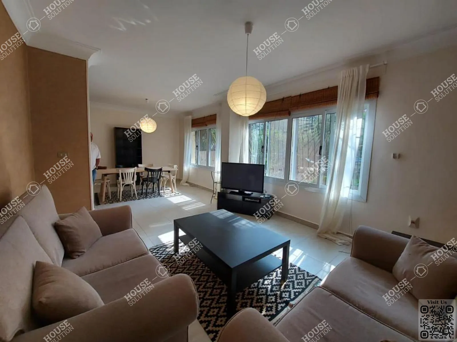 غرفة الاستقبال @ دور ارضي للإيجار في المعادي دجله المعادي مساحة: 165 م² تتكون من 2 غرفة 1 حمام مفروش مودرن 5 نجوم #2608-0