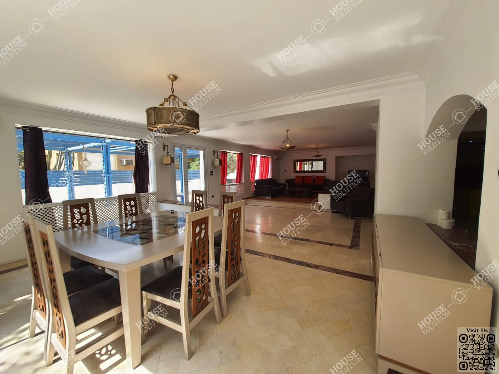 غرفة الاستقبال @ دور ارضي للإيجار في المعادي سرايات المعادي مساحة: 400 م² تتكون من 4 غرفة 3 حمام مفروش مودرن 5 نجوم #3266-2