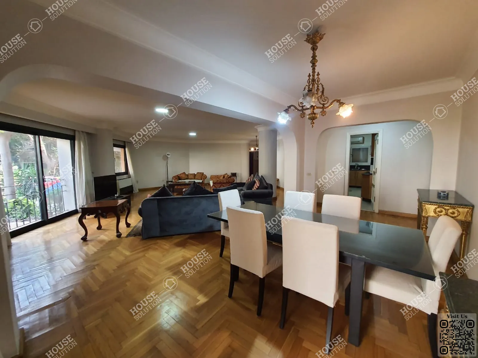 غرفة الاستقبال @ دور ارضي للإيجار في المعادي سرايات المعادي مساحة: 200 م² تتكون من 3 غرفة 2 حمام مفروش 5 نجوم #3479-0