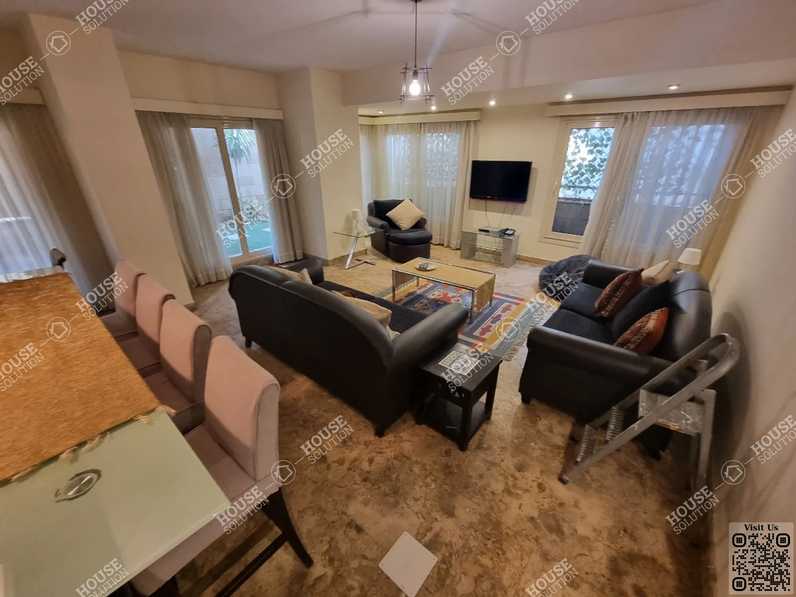 غرفة الاستقبال	 @ دور ارضي للإيجار في المعادي سرايات المعادي مساحة: 110 م² تتكون من 2 غرفة 3 حمام مفروش مودرن 5 نجوم #4009-1