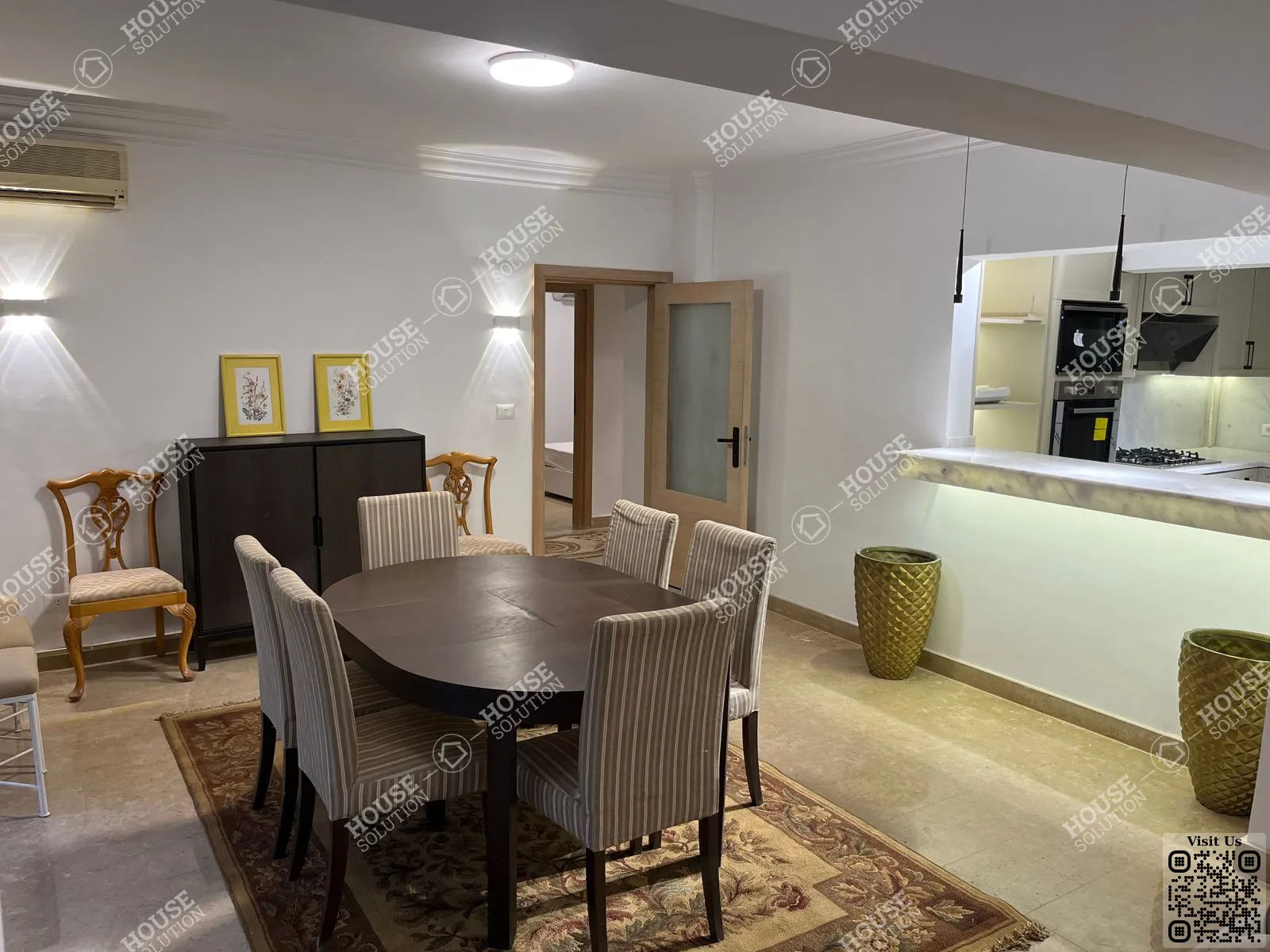 غرفة العشاء @ دور ارضي للإيجار في المعادي سرايات المعادي مساحة: 200 م² تتكون من 3 غرفة 3 حمام مفروش مودرن 5 نجوم #4010-1