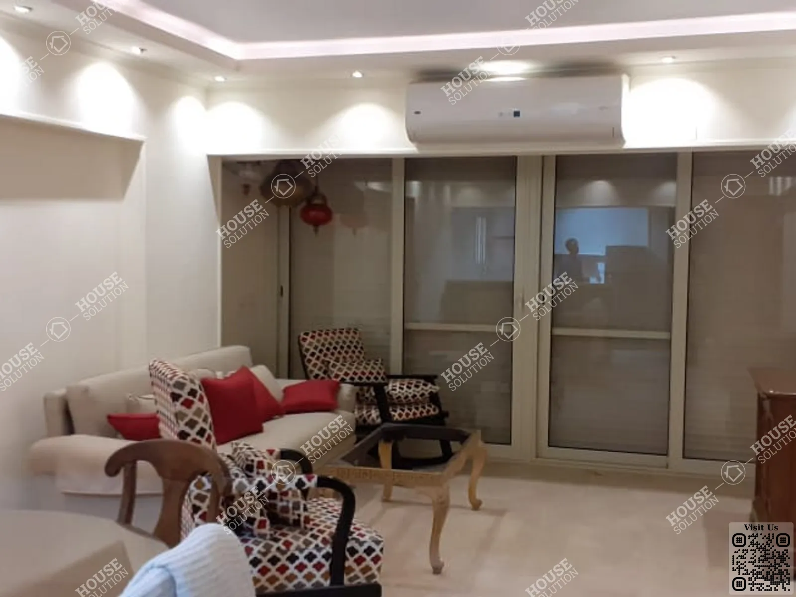 غرفة الاستقبال @ دور ارضي للإيجار في المعادي دجله المعادي مساحة: 110 م² تتكون من 2 غرفة 2 حمام مفروش مودرن 5 نجوم #4130-0