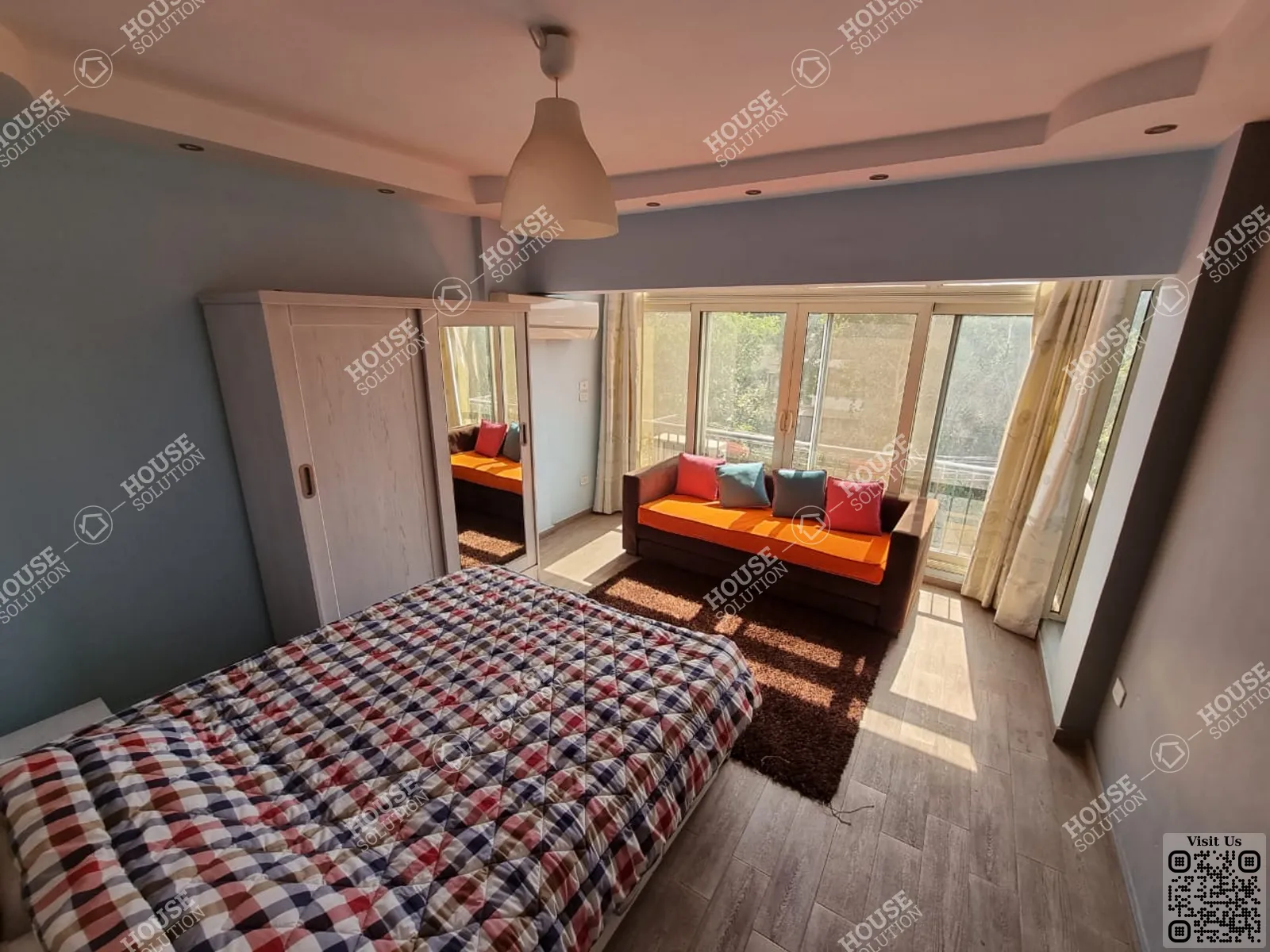 غرفة النوم الأولى @ شقق للإيجار في المعادي دجله المعادي مساحة: 100 م² تتكون من 2 غرفة 2 حمام مفروش مودرن 4 نجوم #4506-2