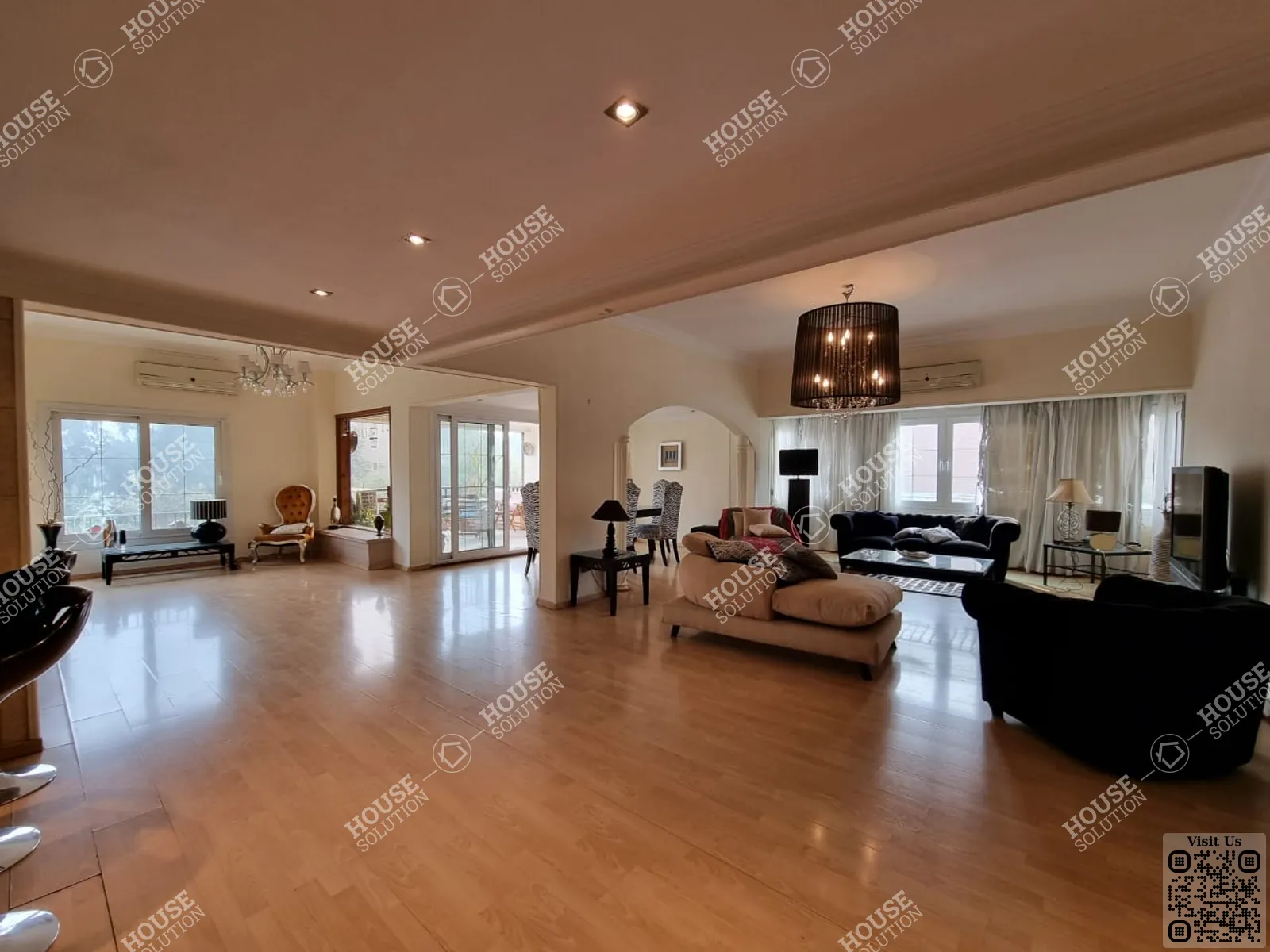 غرفة الاستقبال @ شقق للإيجار في المعادي سرايات المعادي مساحة: 280 م² تتكون من 3 غرفة 3 حمام مفروش مودرن 5 نجوم #4609-1