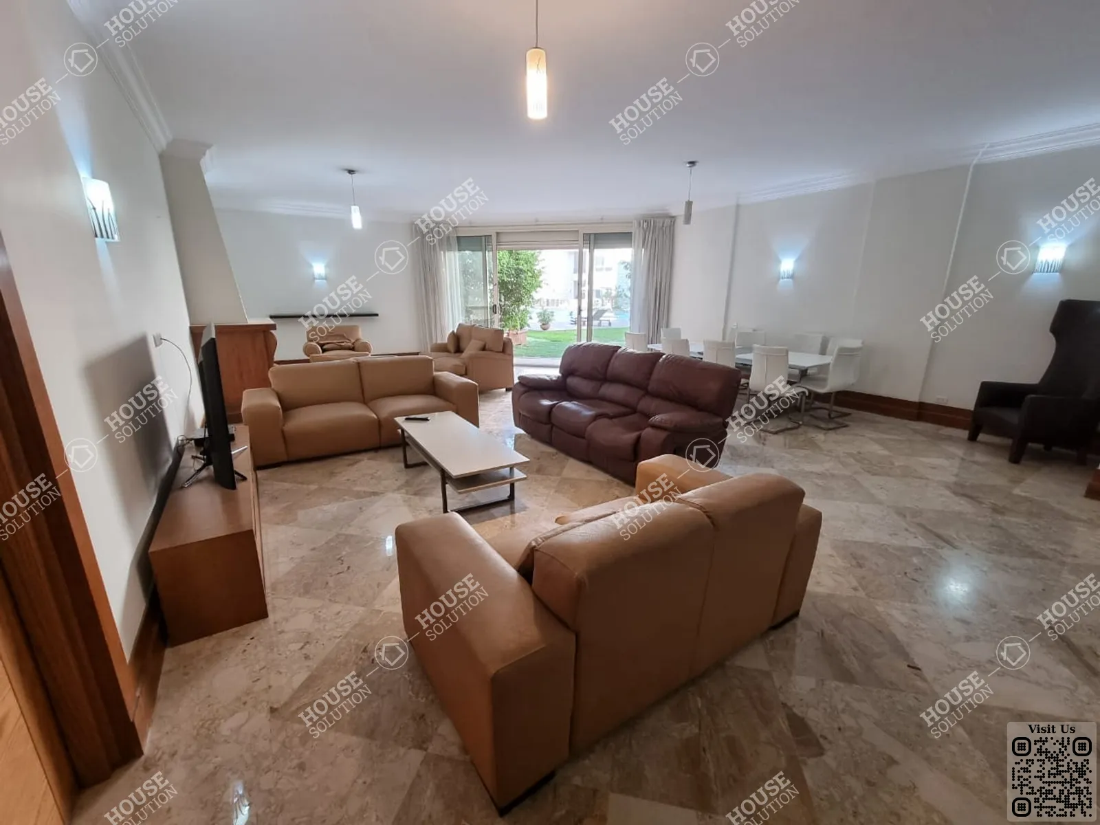 غرفة الاستقبال	 @ دور ارضي للإيجار في المعادي سرايات المعادي مساحة: 300 م² تتكون من 3 غرفة 4 حمام مفروش مودرن 5 نجوم #5087-0