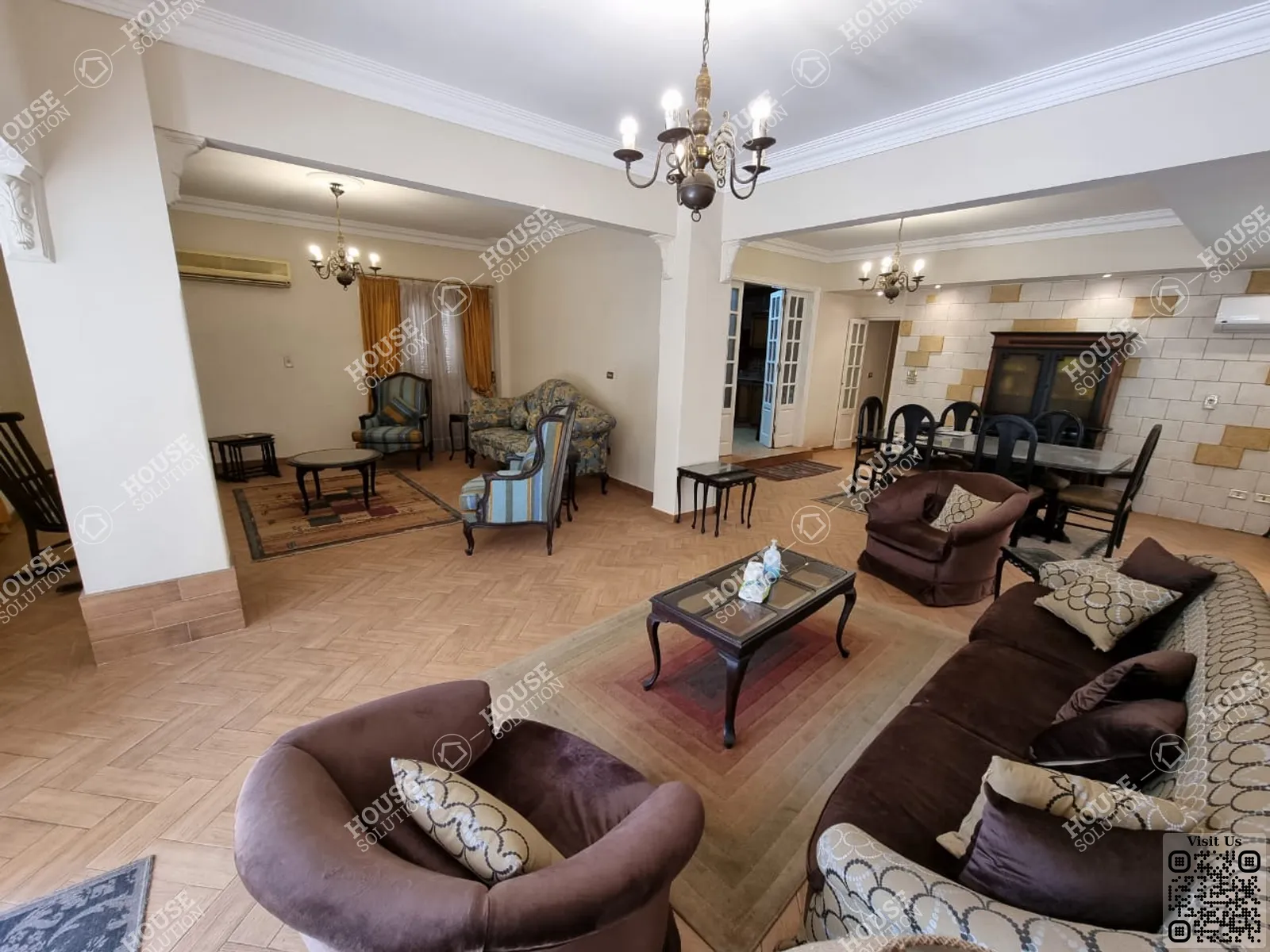 غرفة الاستقبال @ دور ارضي للإيجار في المعادي دجله المعادي مساحة: 150 م² تتكون من 2 غرفة 2 حمام مفروش 5 نجوم #5415-0