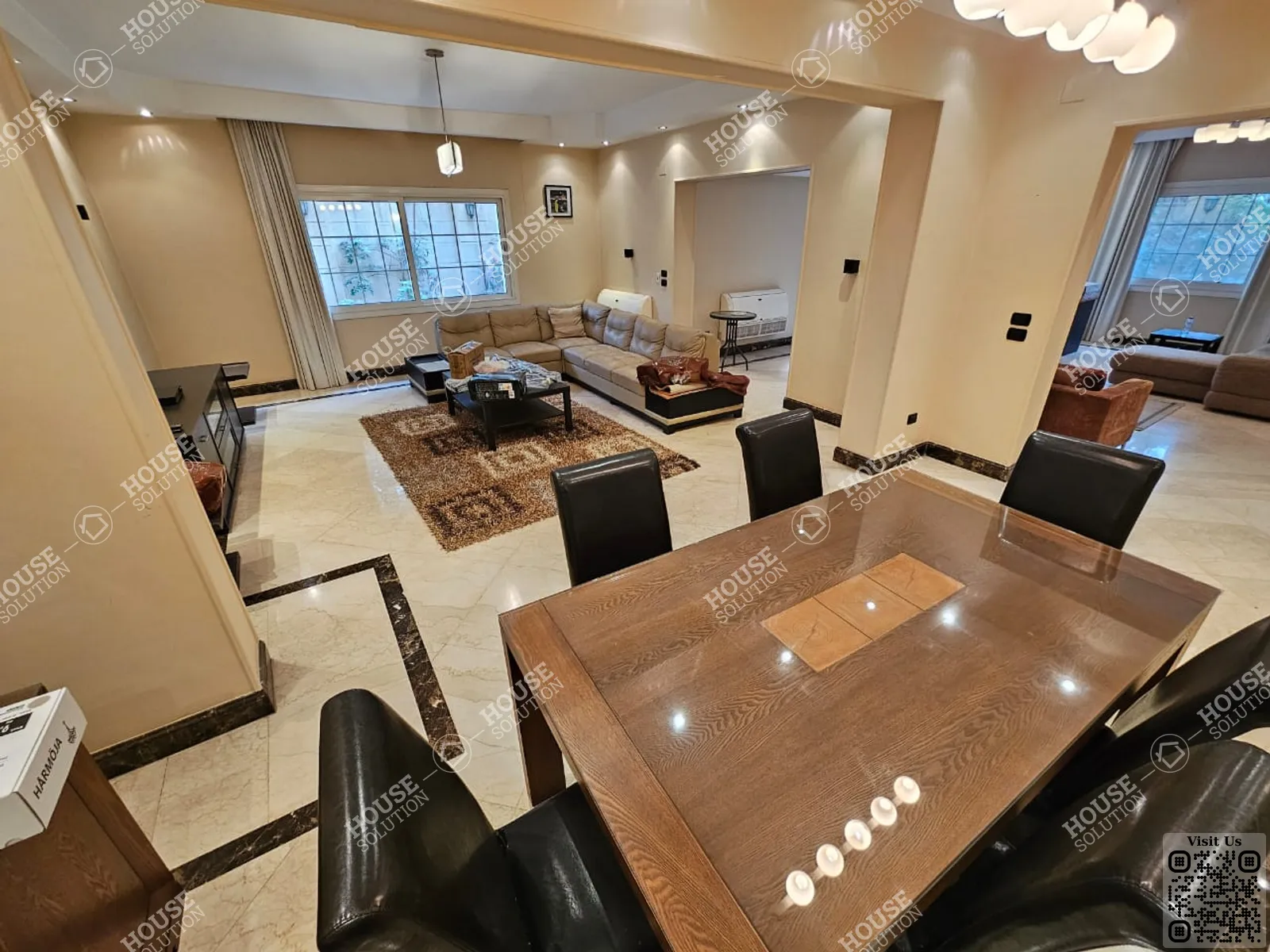 غرفة الاستقبال	 @ دور ارضي للإيجار في المعادي سرايات المعادي مساحة: 250 م² تتكون من 2 غرفة 3 حمام مفروش مودرن 5 نجوم #5804-0