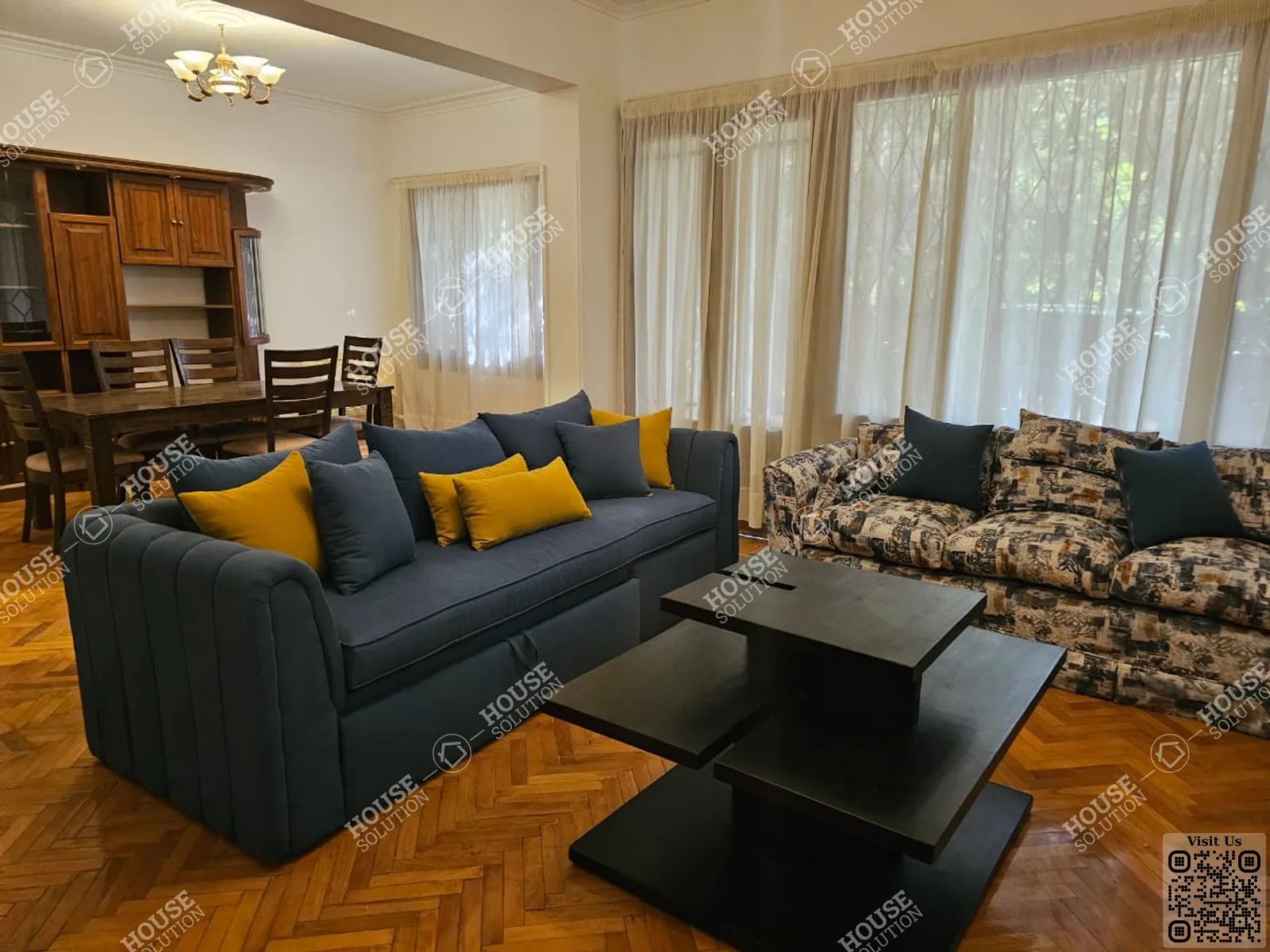 غرفة الاستقبال @ دور ارضي للإيجار في المعادي سرايات المعادي مساحة: 220 م² تتكون من 3 غرفة 3 حمام مفروش 5 نجوم #5901-0