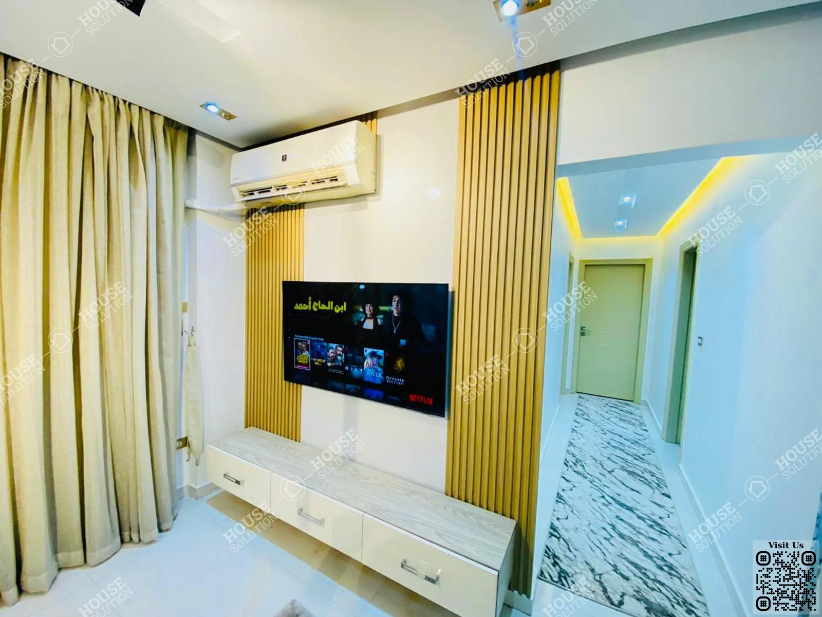 غرفة الاستقبال	 @ شقق للإيجار في المعادي سرايات المعادي مساحة: 125 م² تتكون من 2 غرفة 1 حمام مفروش مودرن 5 نجوم #6041-2