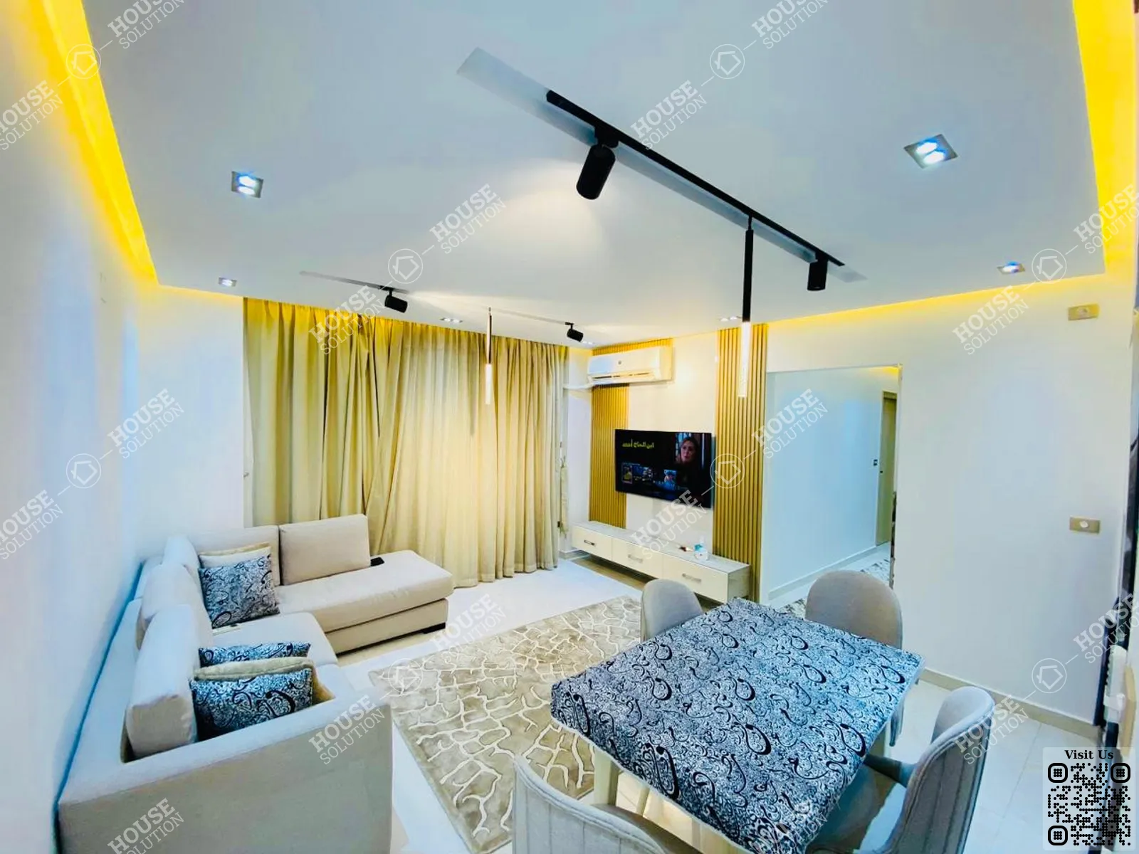 غرفة الاستقبال	 @ شقق للإيجار في المعادي سرايات المعادي مساحة: 125 م² تتكون من 2 غرفة 1 حمام مفروش مودرن 5 نجوم #6041-1