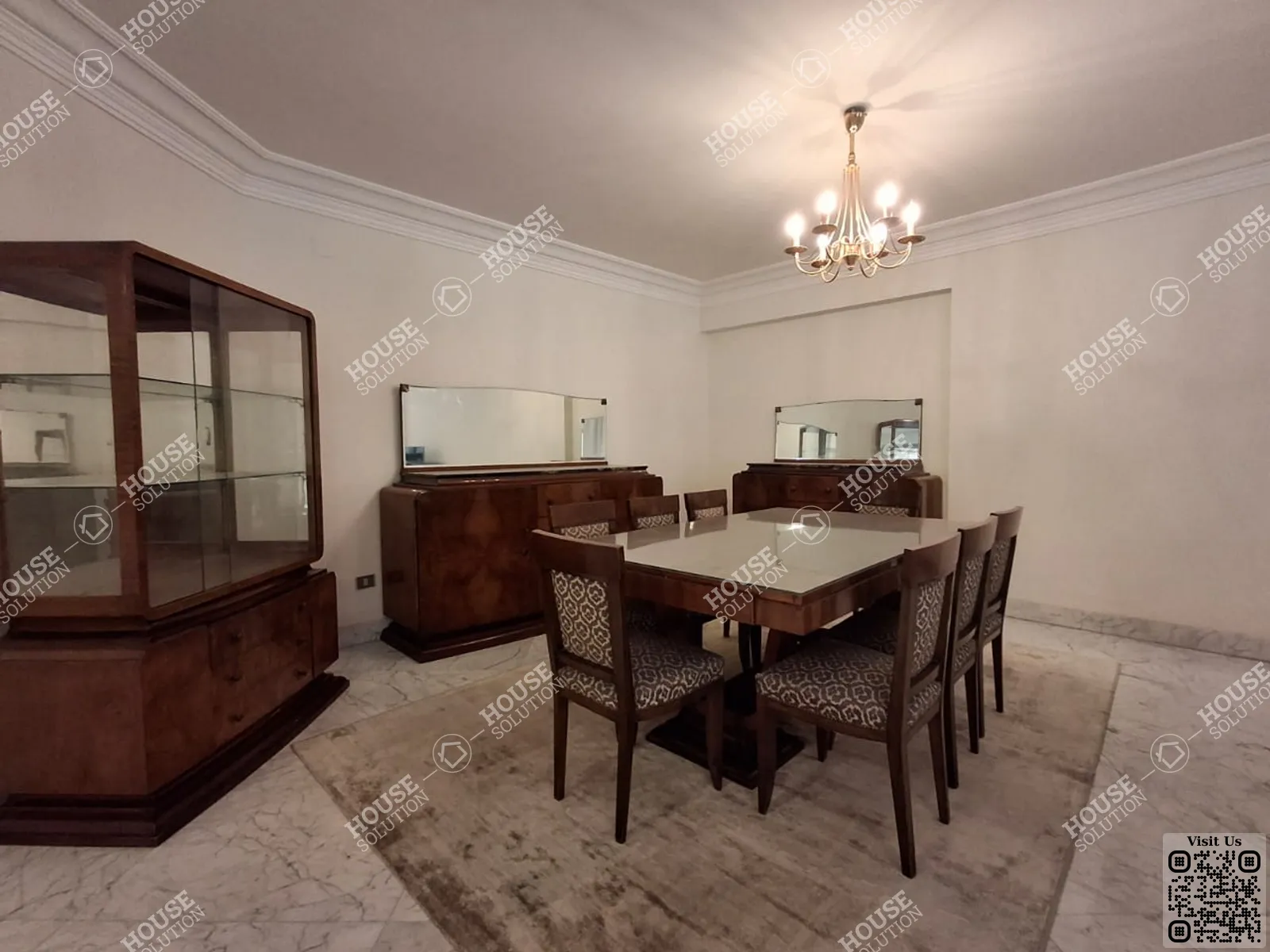 غرفة العشاء @ شقق للإيجار في المعادي سرايات المعادي مساحة: 280 م² تتكون من 4 غرفة 3 حمام مفروش 5 نجوم #6047-2