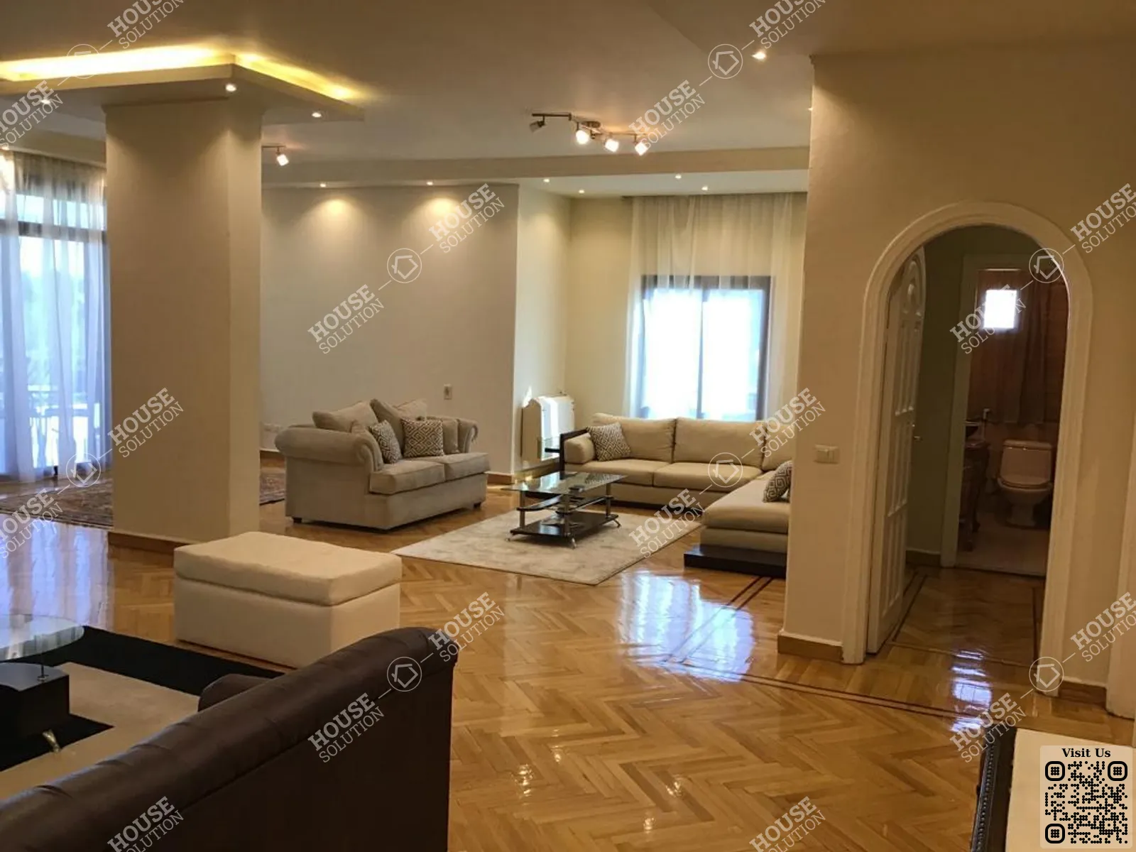 غرفة الاستقبال	 @ شقق للإيجار في المعادي سرايات المعادي مساحة: 170 م² تتكون من 3 غرفة 3 حمام مفروش 5 نجوم #6127-0