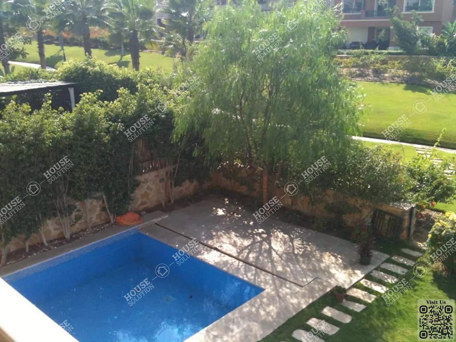 PRIVATE SWIMMING POOL  @ Villas For Rent In New Cairo Lake View Area: 350 m² consists of 6 Bedrooms 6 Bathrooms Semi furnished 1 stars #6172-1