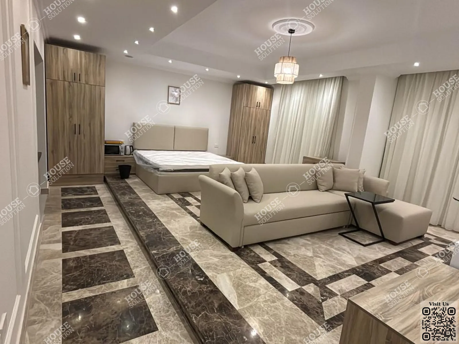 LIVING AREA  @ Studios For Rent In New Cairo 90 street Area: 45 m² consists of 1 Bedrooms 1 Bathrooms Modern furnished 5 stars #6250-0