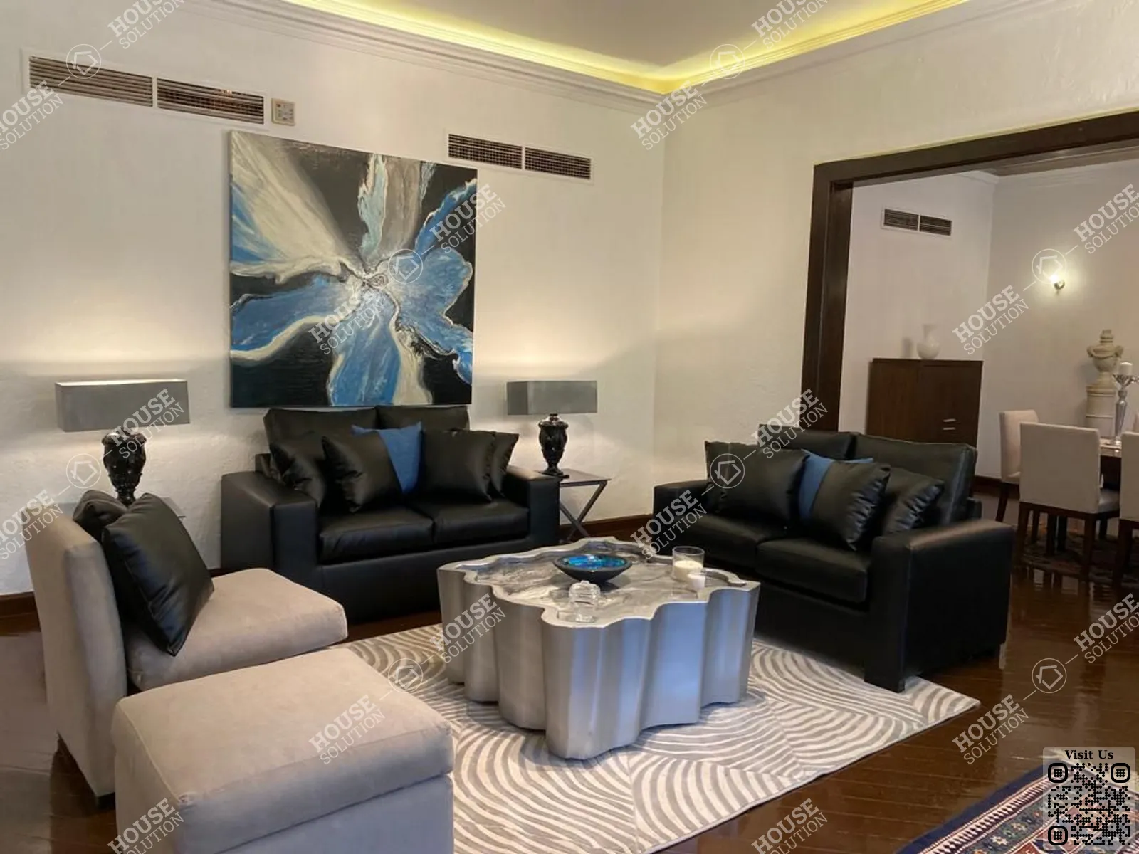 LIVING AREA @ Villas For Rent In Katameya katameya Heights Area: 450 m² consists of 4 Bedrooms 5 Bathrooms Semi furnished 5 stars #6255-1