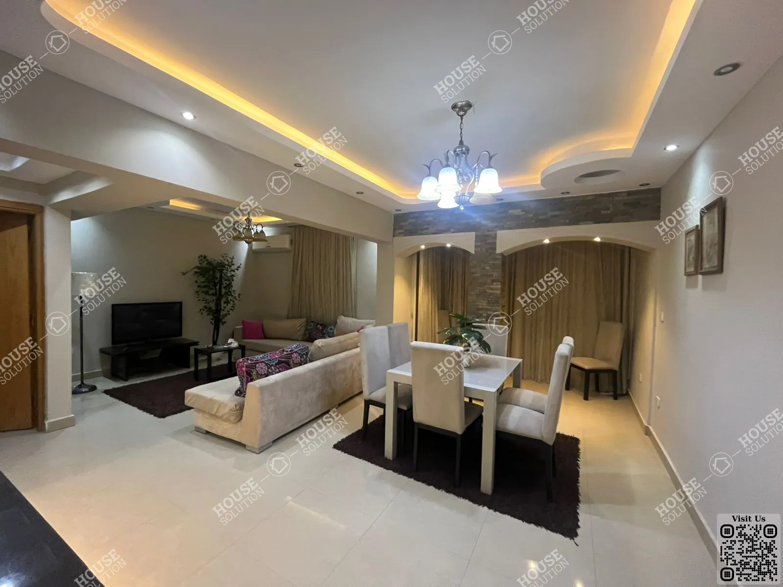 غرفة الاستقبال	 @ شقق للإيجار في المعادي دجله المعادي مساحة: 160 م² تتكون من 2 غرفة 1 حمام مفروش مودرن 5 نجوم #6297-2