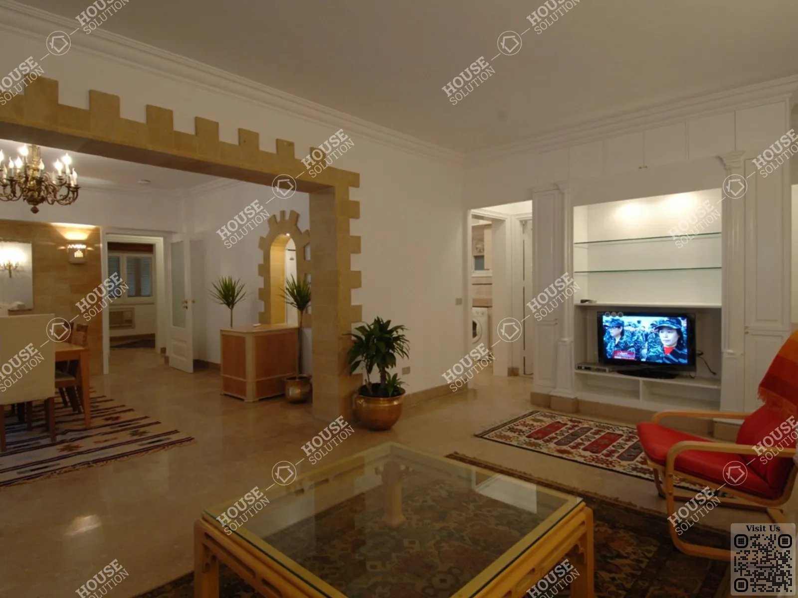 غرفة الاستقبال	 @ دور ارضي للإيجار في المعادي سرايات المعادي مساحة: 180 م² تتكون من 3 غرفة 3 حمام مفروش 5 نجوم #6325-1