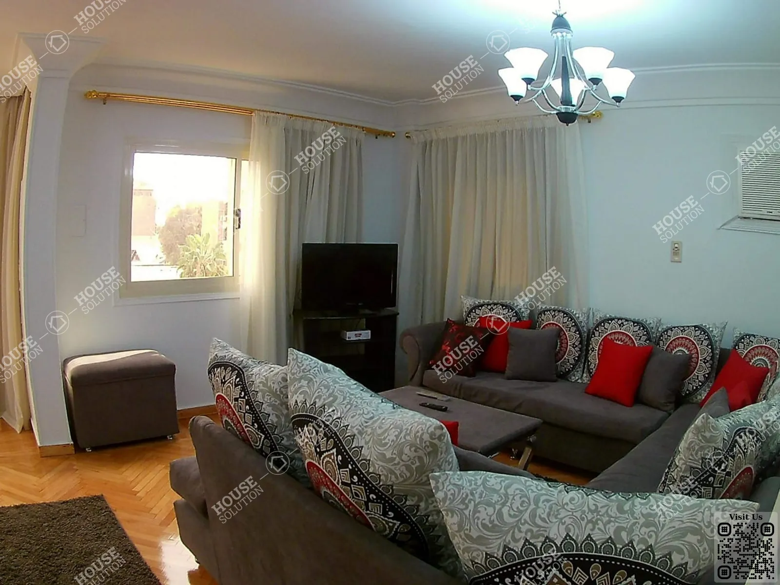 غرفة الاستقبال	 @ دوبليكس للإيجار في المعادي سرايات المعادي مساحة: 120 م² تتكون من 2 غرفة 2 حمام مفروش 5 نجوم #6365-0