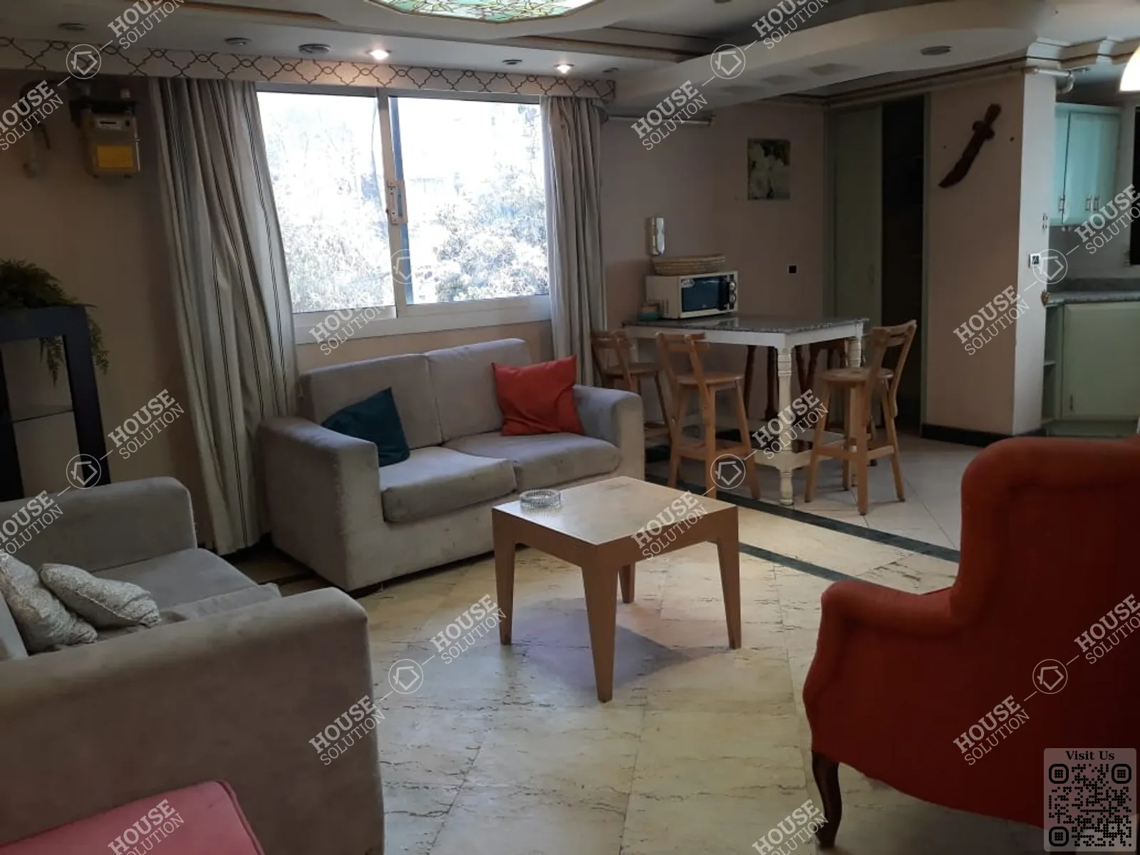 غرفة الاستقبال @ ستوديو للإيجار في المعادي سرايات المعادي مساحة: 60 م² تتكون من 1 غرفة 1 حمام مفروش 5 نجوم #6395-1