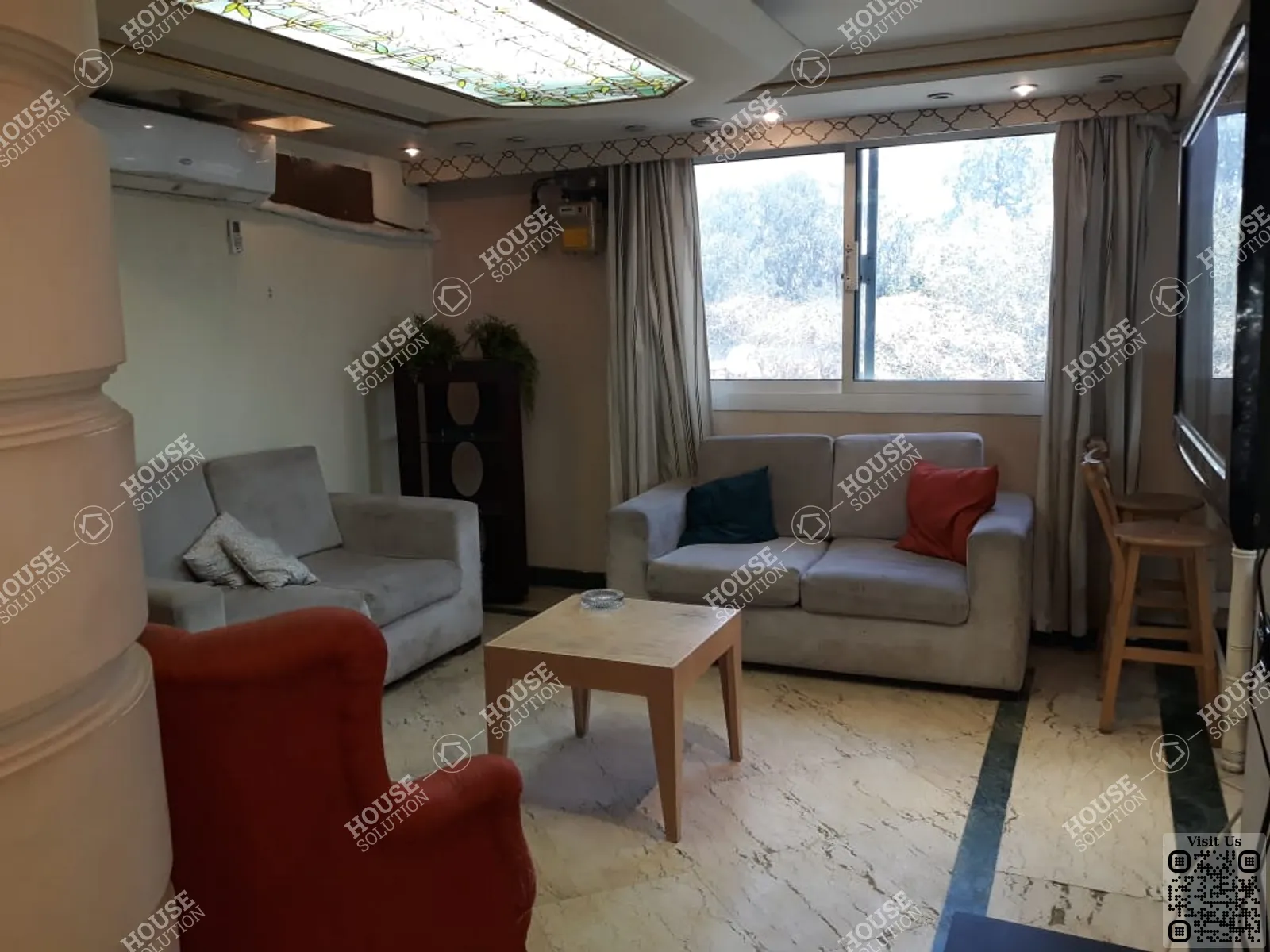 غرفة الاستقبال @ ستوديو للإيجار في المعادي سرايات المعادي مساحة: 60 م² تتكون من 1 غرفة 1 حمام مفروش 5 نجوم #6395-2