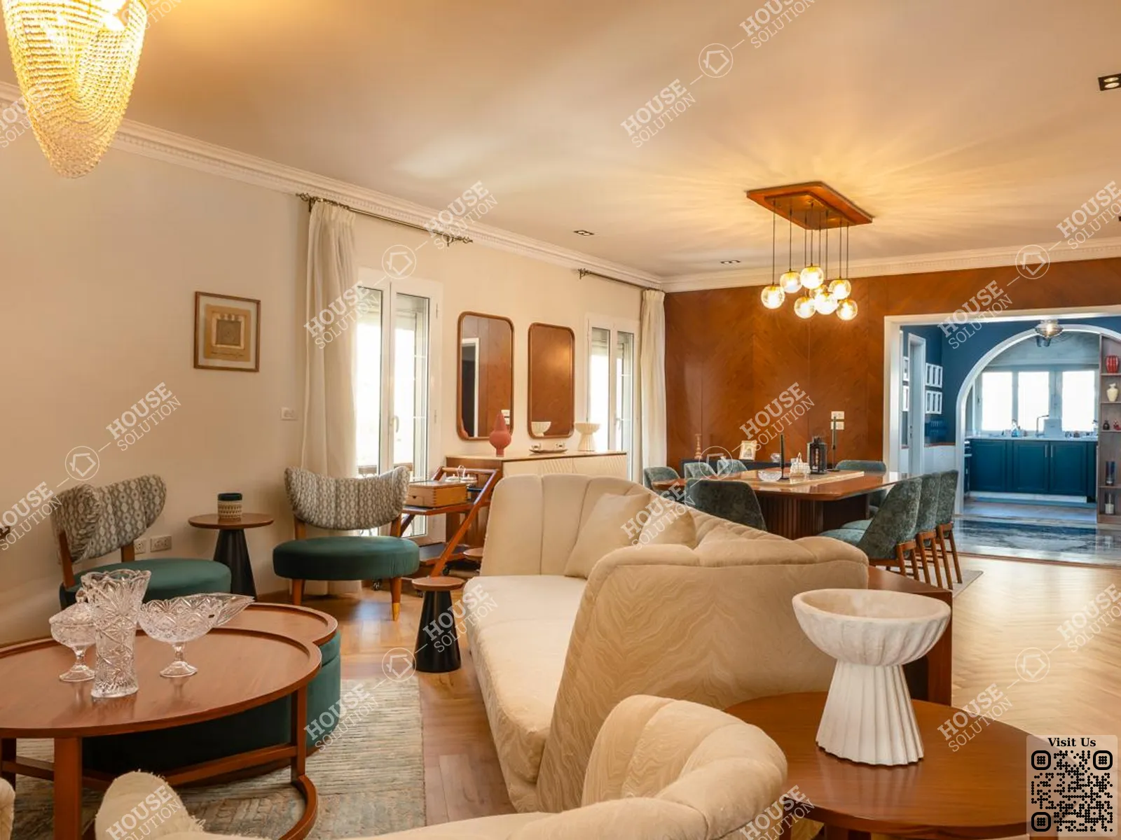 غرفة الاستقبال @ شقق للإيجار في القاهرة الجديدة ماونتن فيو - هايد بارك مساحة: 245 م² تتكون من 2 غرفة 3 حمام مفروش مودرن 5 نجوم #6441-1