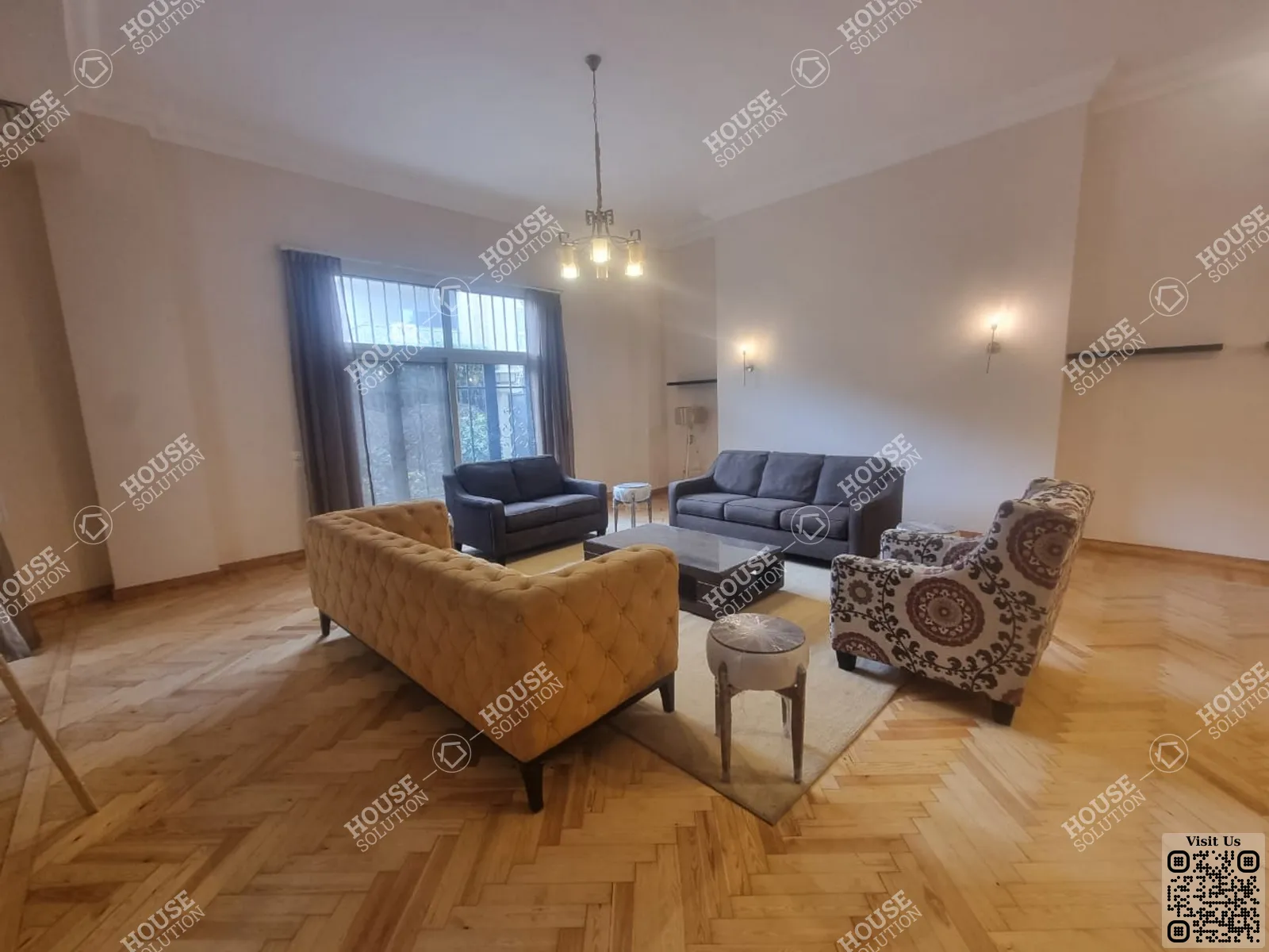 غرفة الاستقبال	 @ دور ارضي للإيجار في المعادي سرايات المعادي مساحة: 400 م² تتكون من 6 غرفة 7 حمام مفروش مودرن 5 نجوم #6465-0