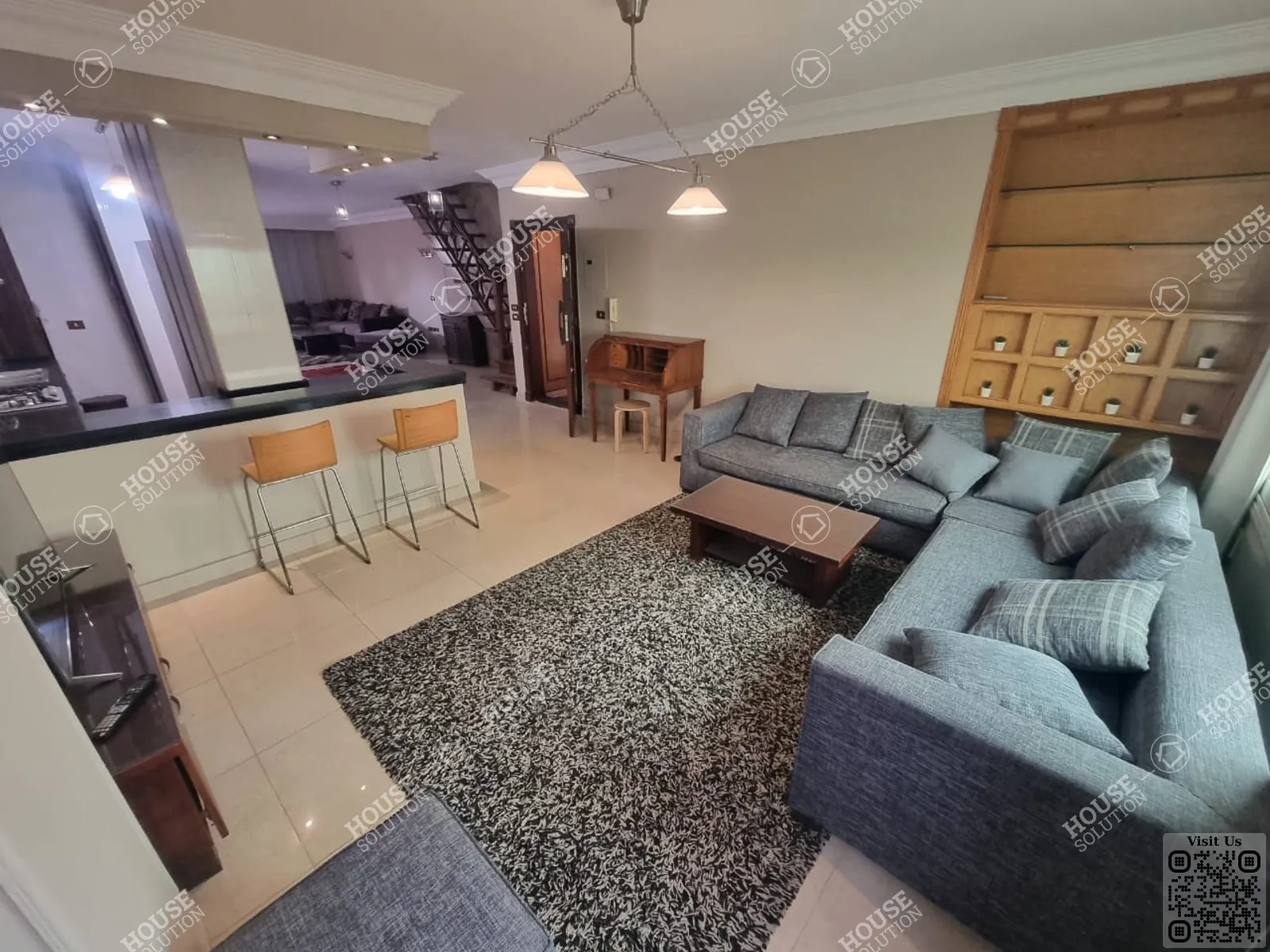 غرفة الاستقبال @ دوبليكس للإيجار في المعادي سرايات المعادي مساحة: 240 م² تتكون من 3 غرفة 3 حمام مفروش 5 نجوم #6468-1