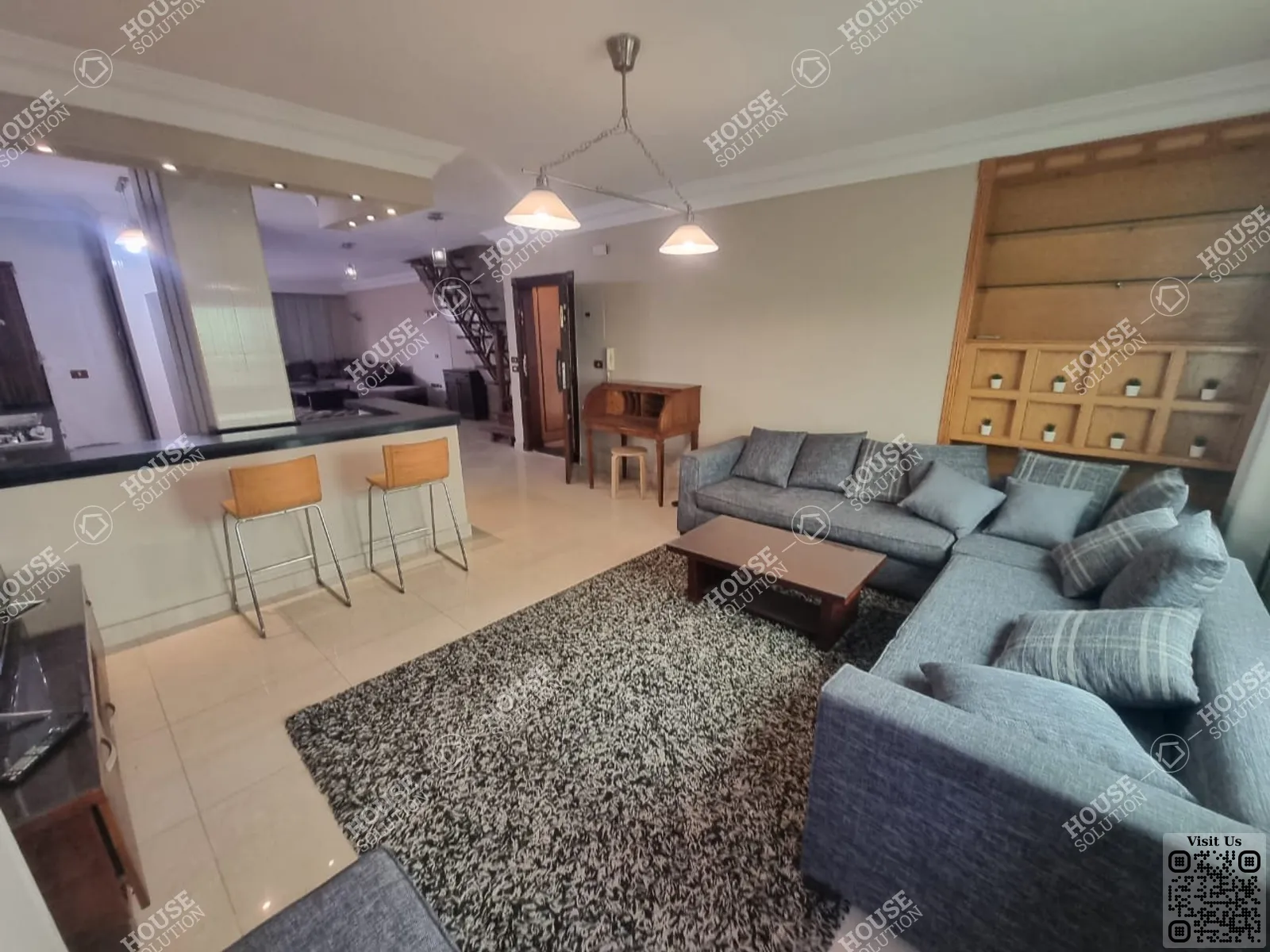 غرفة الاستقبال @ دوبليكس للإيجار في المعادي سرايات المعادي مساحة: 240 م² تتكون من 3 غرفة 3 حمام مفروش 5 نجوم #6468-2