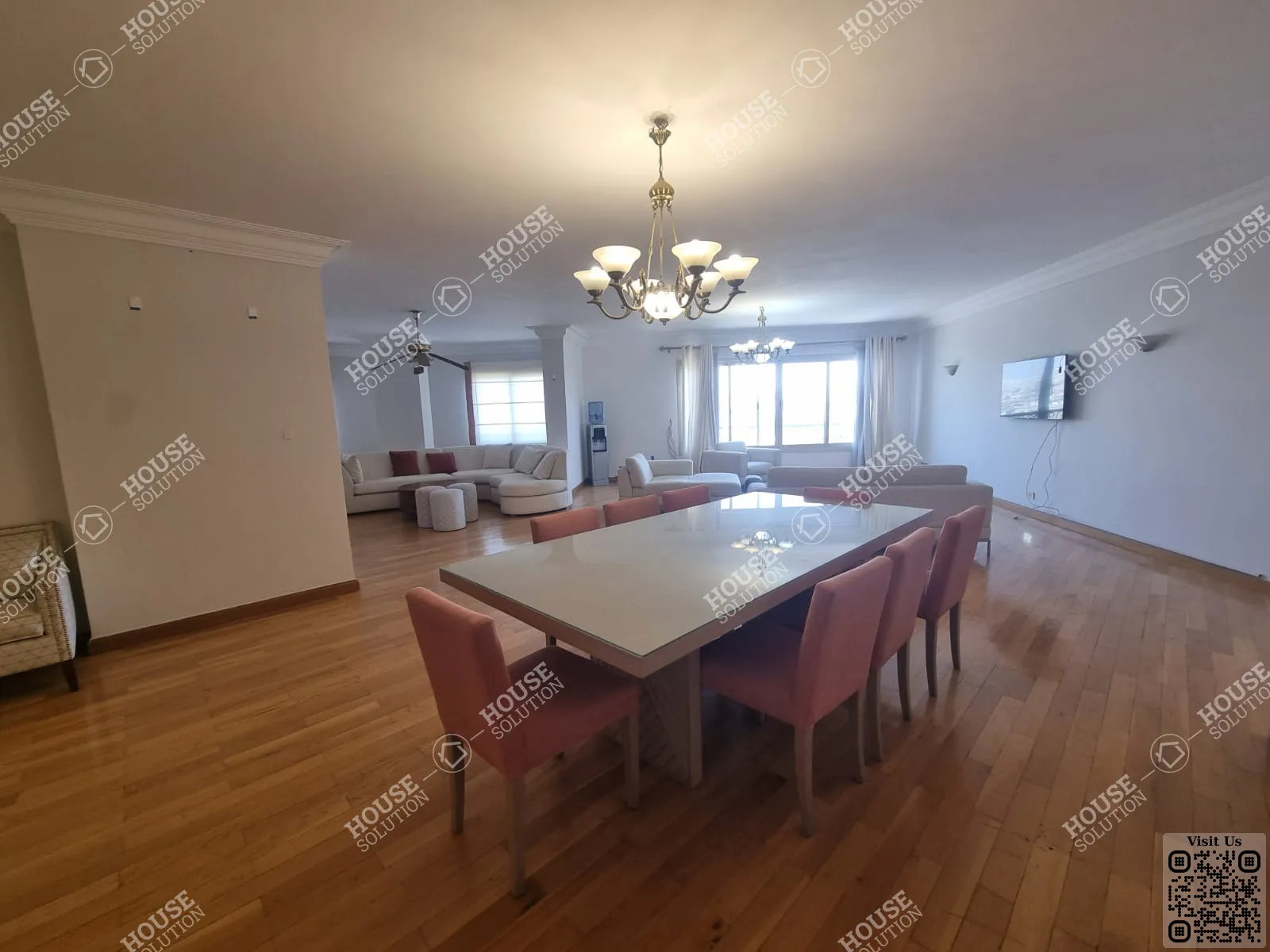 غرفة العشاء @ شقق للإيجار في المعادي سرايات المعادي مساحة: 265 م² تتكون من 4 غرفة 3 حمام مفروش مودرن 5 نجوم #6515-1