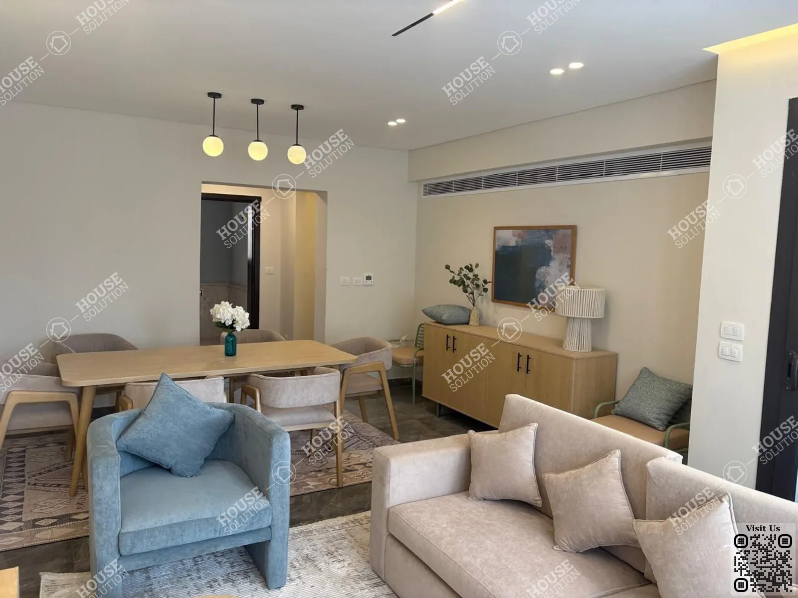 غرفة الاستقبال	 @ شقق للإيجار في القاهرة الجديدة المنطقة الخامسة مساحة: 161 م² تتكون من 3 غرفة 2 حمام مفروش مودرن 5 نجوم #6525-1