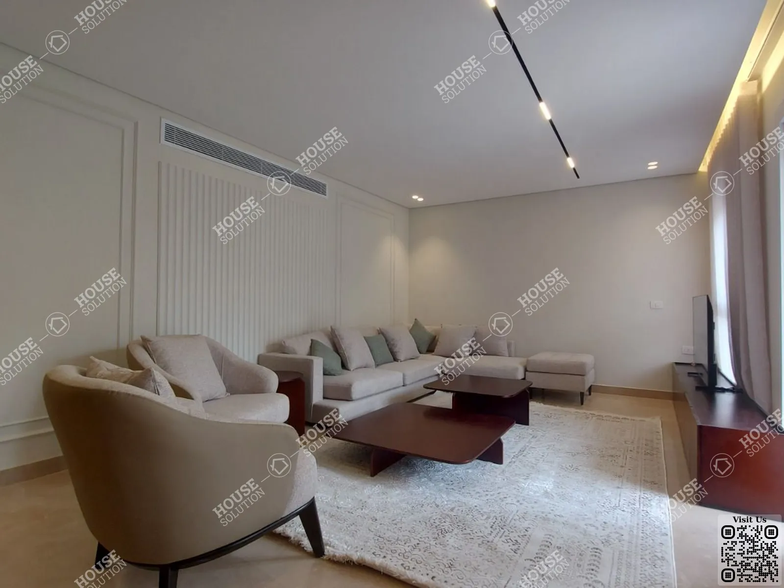 غرفة الاستقبال	 @ دور ارضي للإيجار في القاهرة الجديدة هايد بارك مساحة: 211 م² تتكون من 3 غرفة 3 حمام مفروش مودرن 5 نجوم #6527-2